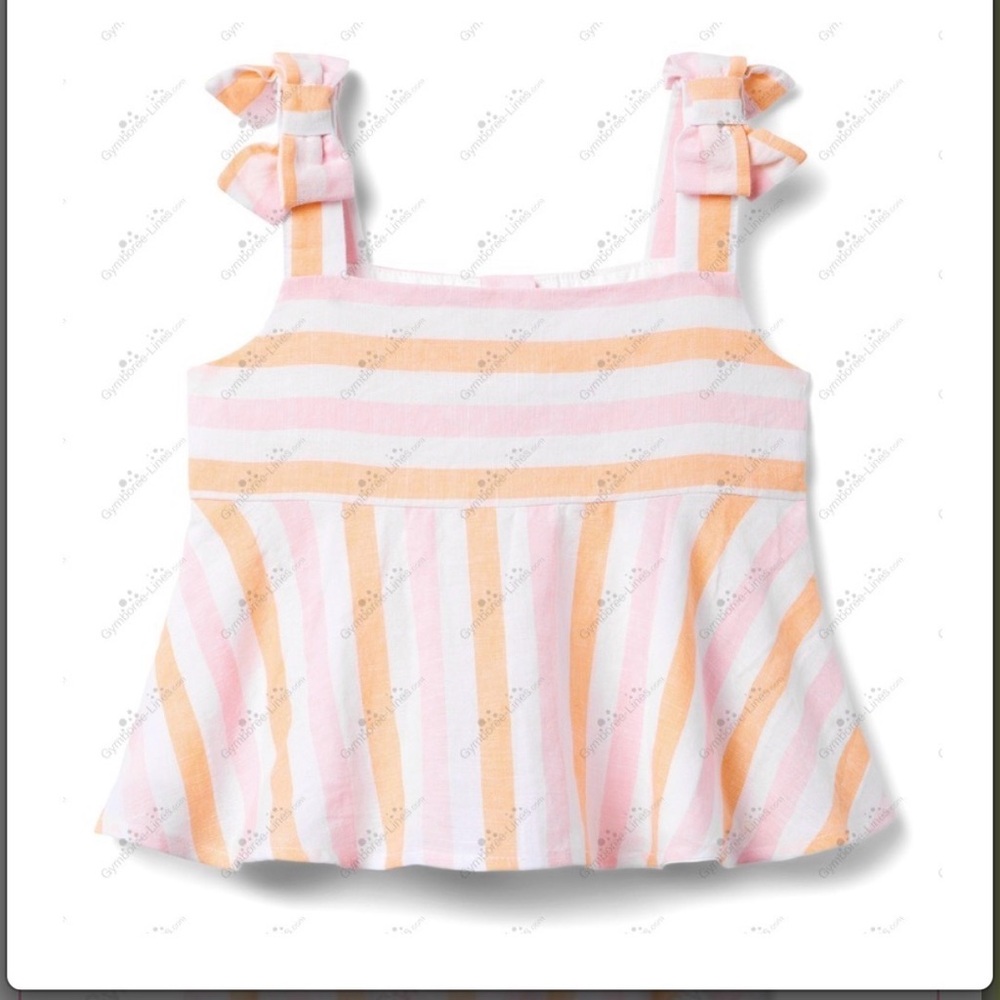 Janie and Jack x Gray Main Girls Pastel Striped Seersucker Tank Top Sz 10